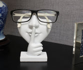 Artsy Face Eyeglass Holder Stand white sculpture with sculpted nose