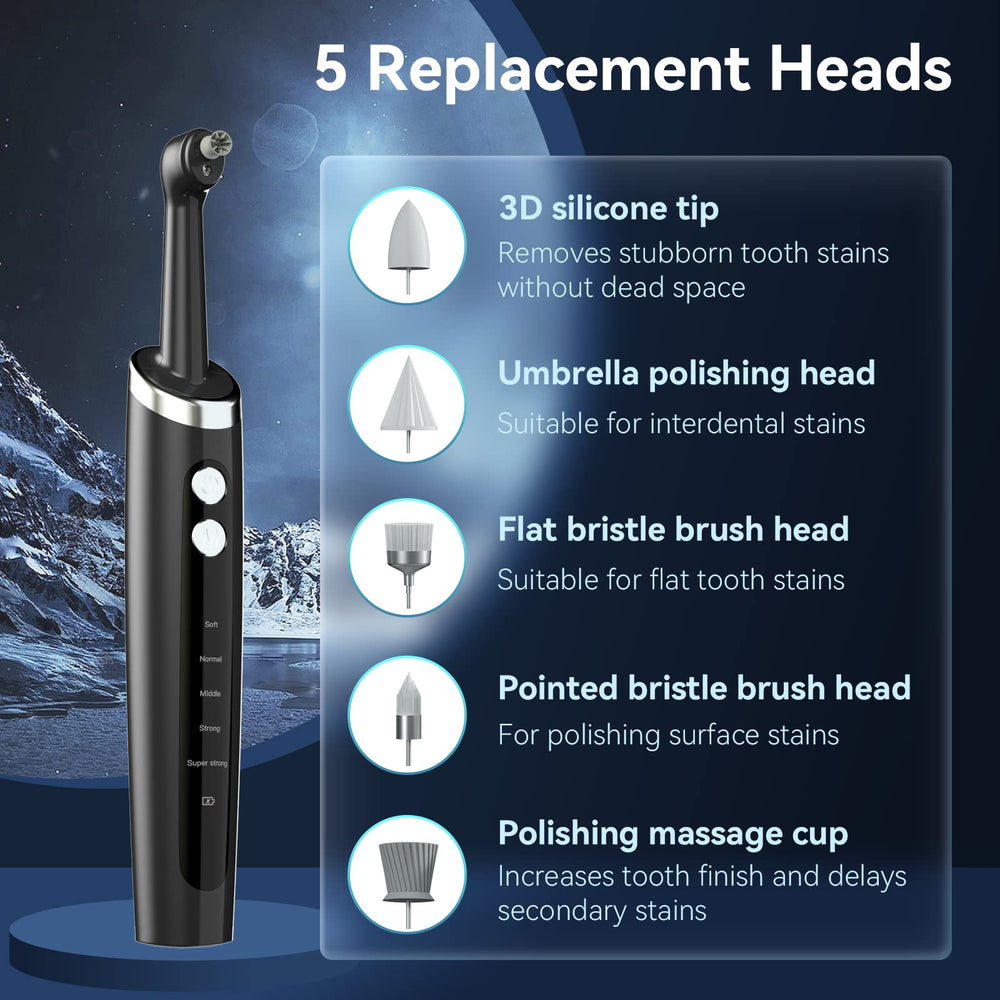 Five replacement heads included for Jeyoe Tooth Polisher