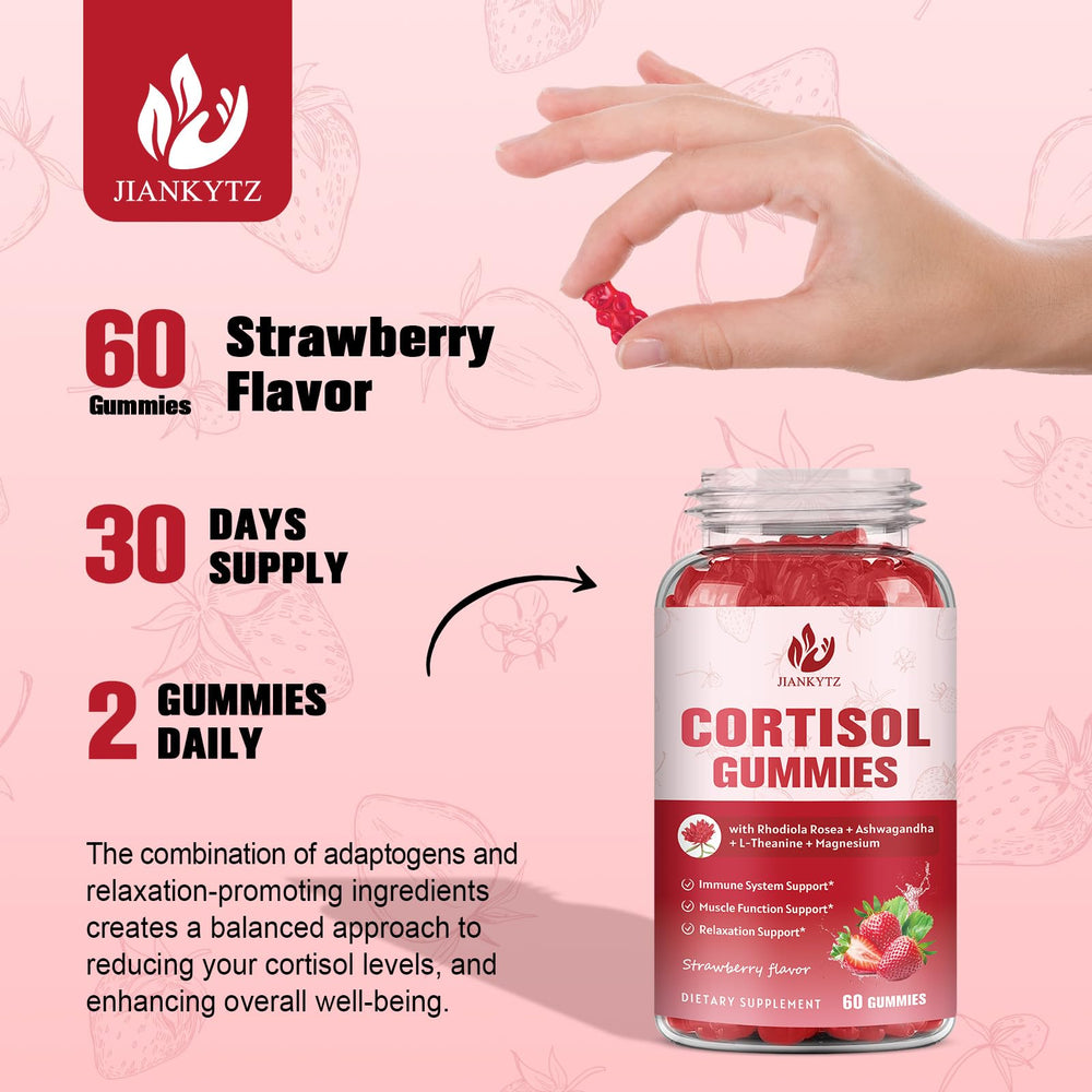 Strawberry-flavored vegan cortisol gummies