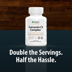 Close-up of bottle label showing 60 capsules and curcumin information