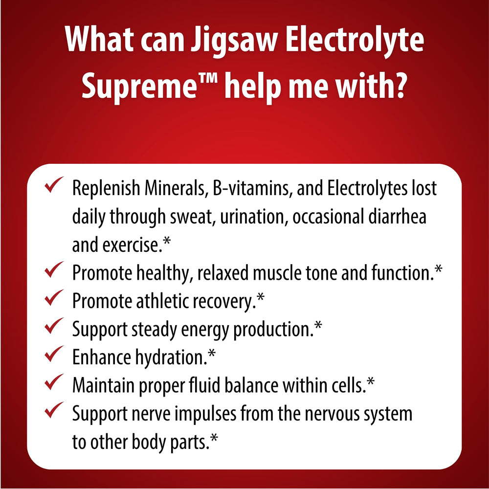 Vaso con Jigsaw Electrolyte Supreme en sabor Fruta Punch, lista para beber.