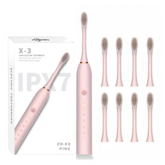 JIMBOBO pink electric toothbrush with 8 replaceable brush heads