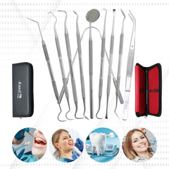 Travel case with mouth mirror and dental instruments