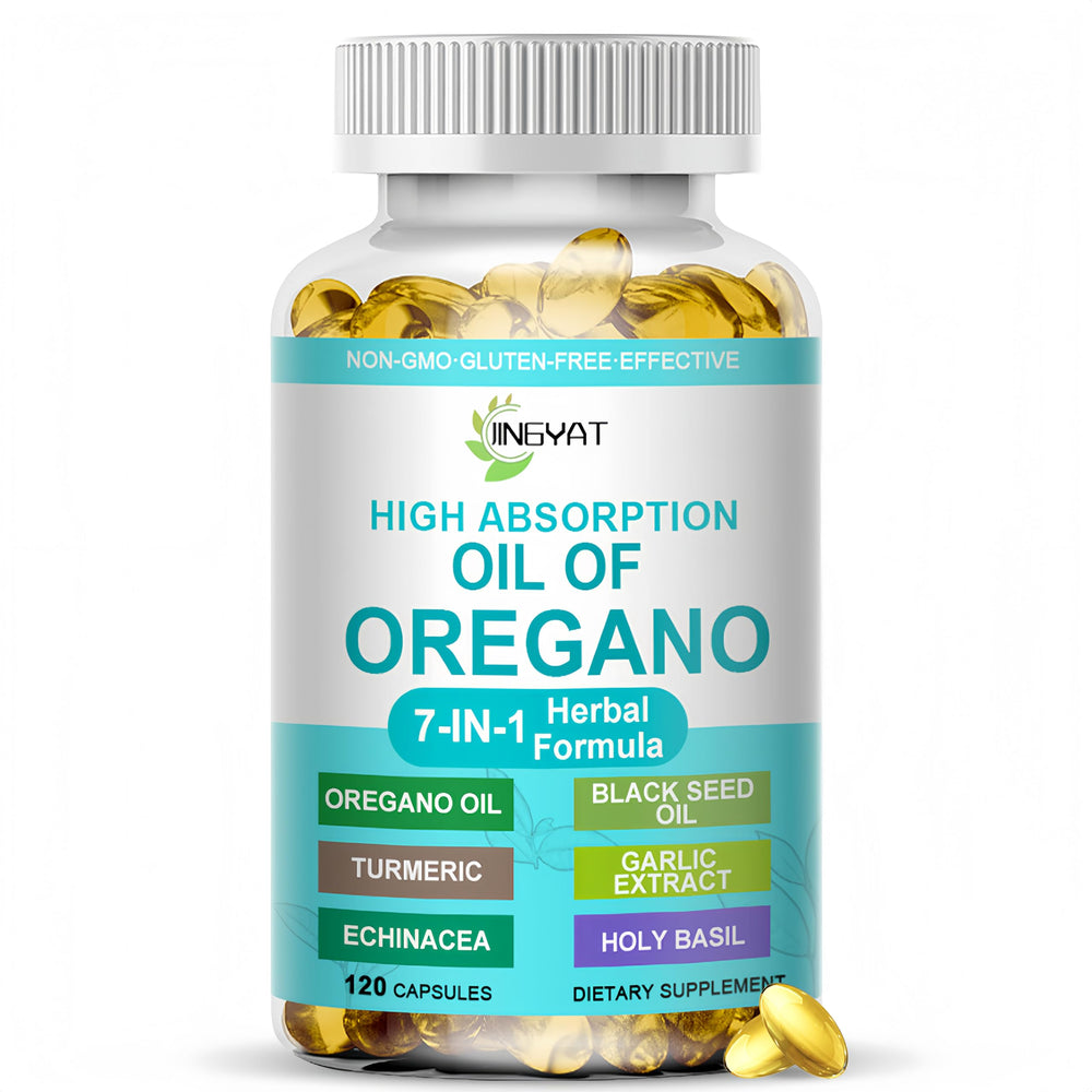 JINGYAT Oregano and Black Seed Oil Softgels bottle front