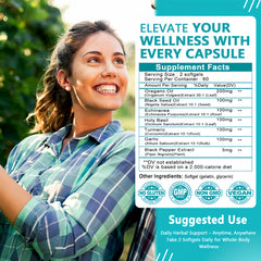 Seasonal defense and antioxidant support imagery on bottle