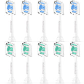 Jiuzhoudeal 10-pack replacement toothbrush heads for Philips Sonicare, white and blue