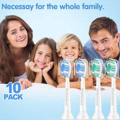 Packaging shows 10 replacement heads with caps