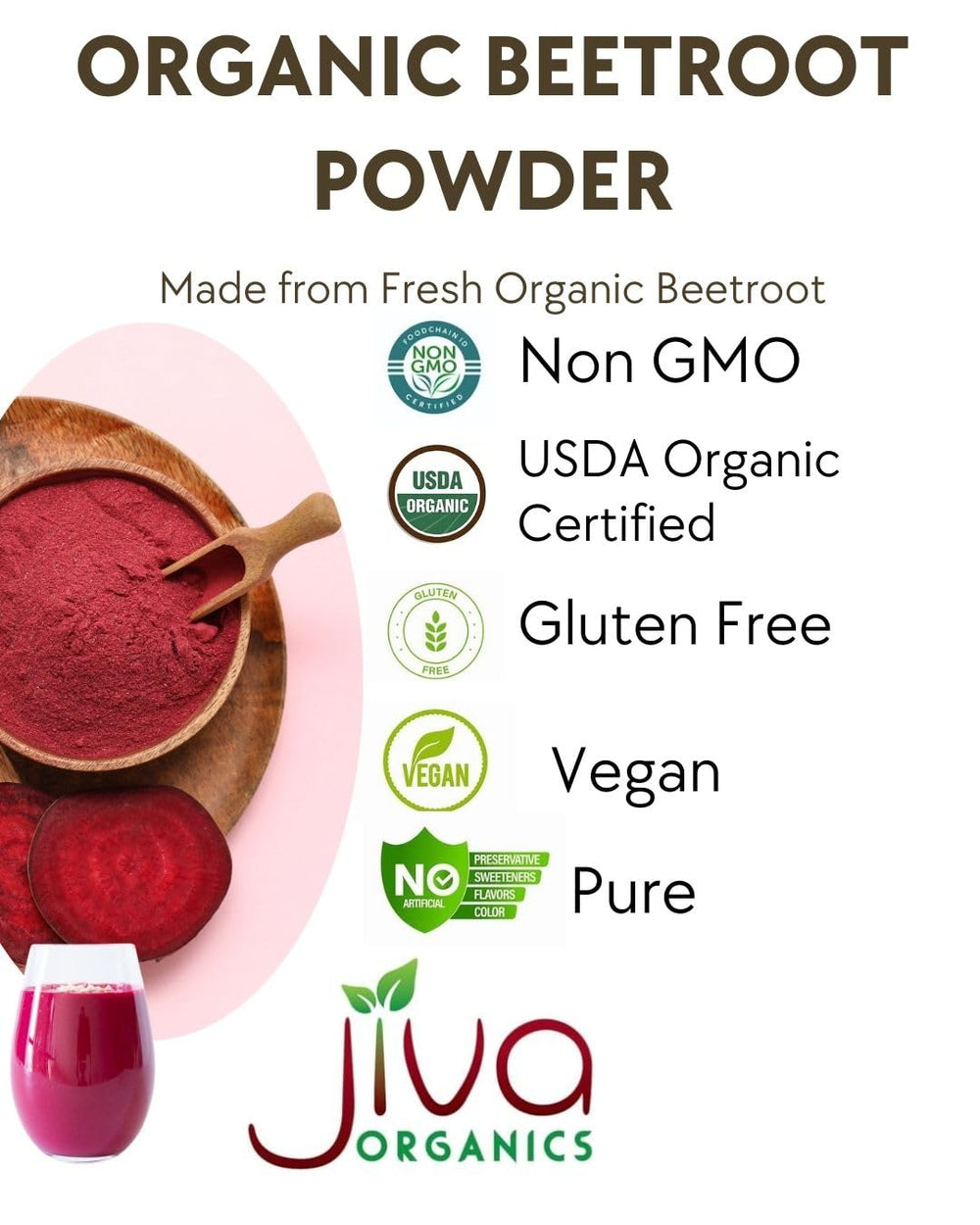 Jiva Organics beet powder scoop measures convenient servings