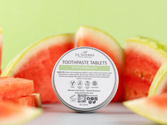 Reusable metal travel tin packaging for J&L Naturals toothpaste tablets