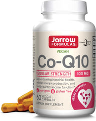 Jarrow Formulas Co-Q10 100 mg bottle front with 60 veggie caps for energy support.