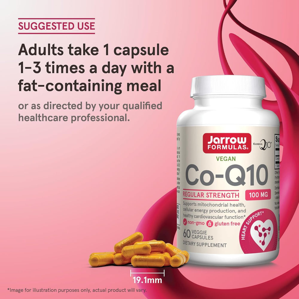 Jarrow Formulas Co-Q10 capsules in hand suggesting convenient daily supplementation.