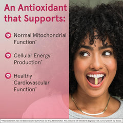 Jarrow Formulas Co-Q10 dispensing cap demonstrating easy serving on the go.