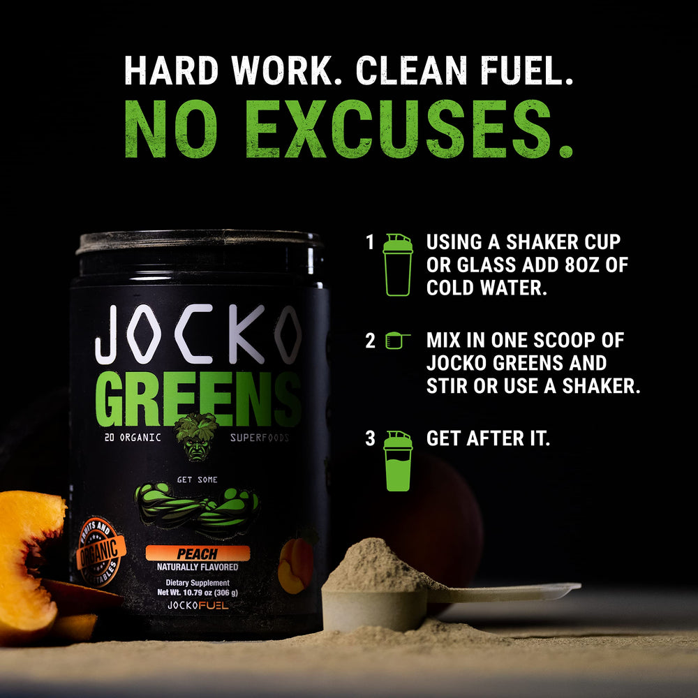 Serving scoop beside the jar of Daily Greens Powder