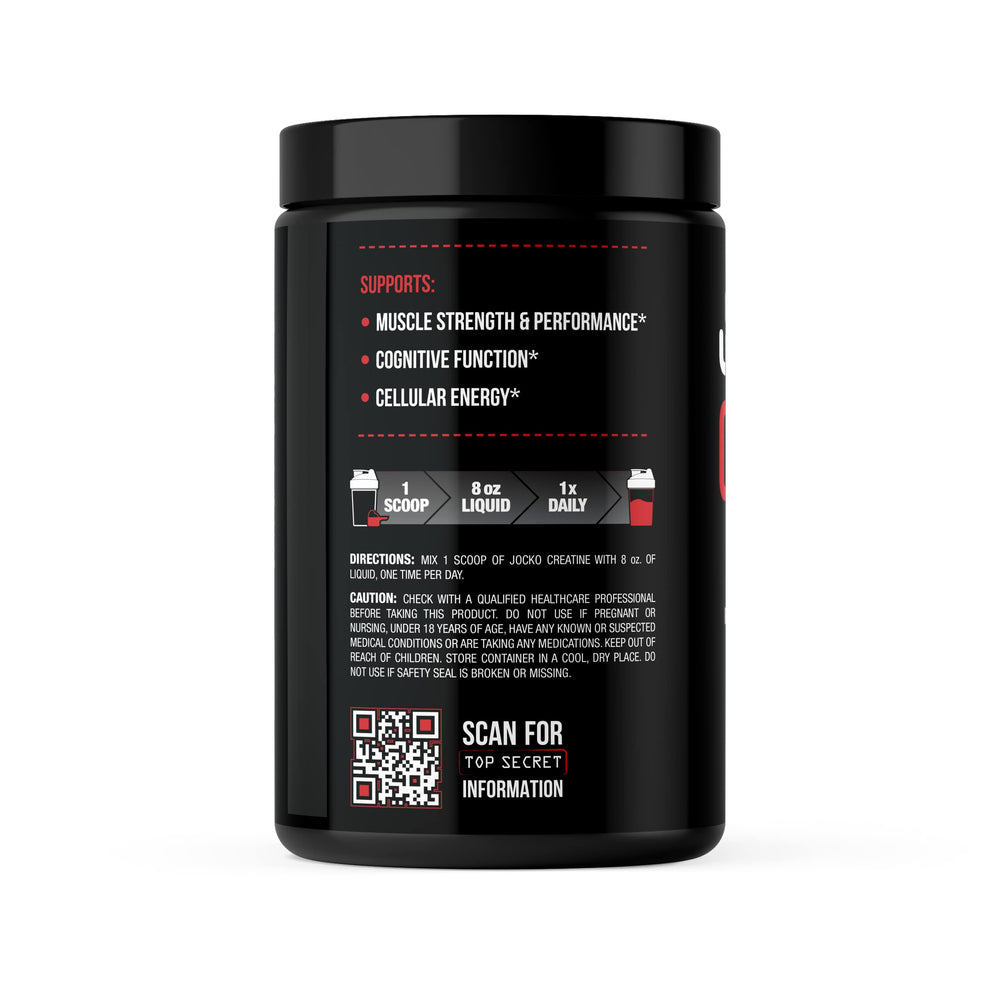 Back view showing supplement facts label on the 16 oz jar