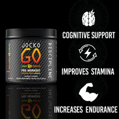 Jocko Fuel pre workout scoop showing easy dosing for workouts.