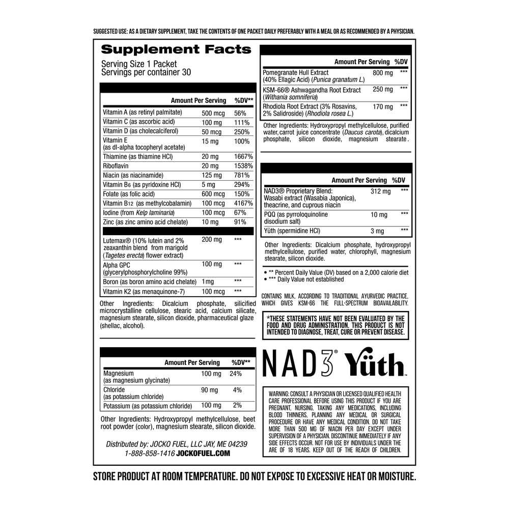 Serving size and daily use guidance for TIME WAR
