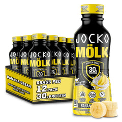 Jocko Mölk Banana Cream ready-to-drink 12 oz protein shake bottle