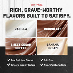 Ready-to-drink Vanilla protein shake with a glass of milk