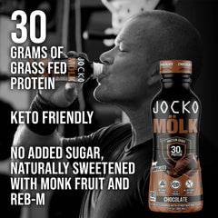 Ready-to-drink Jocko Mölk Chocolate protein shake bottle (12 oz)