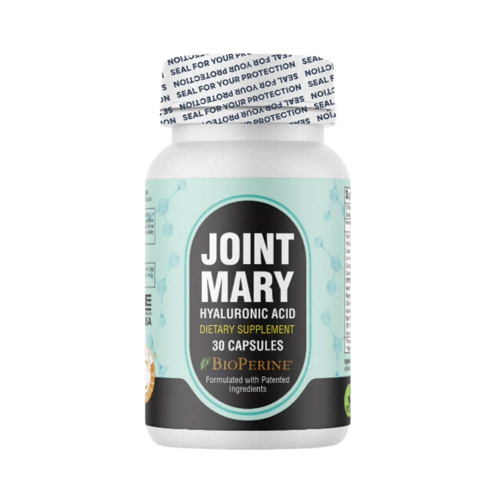 Bottle of JOINT MARY Hyaluronic Acid Supplement – 30 capsules
