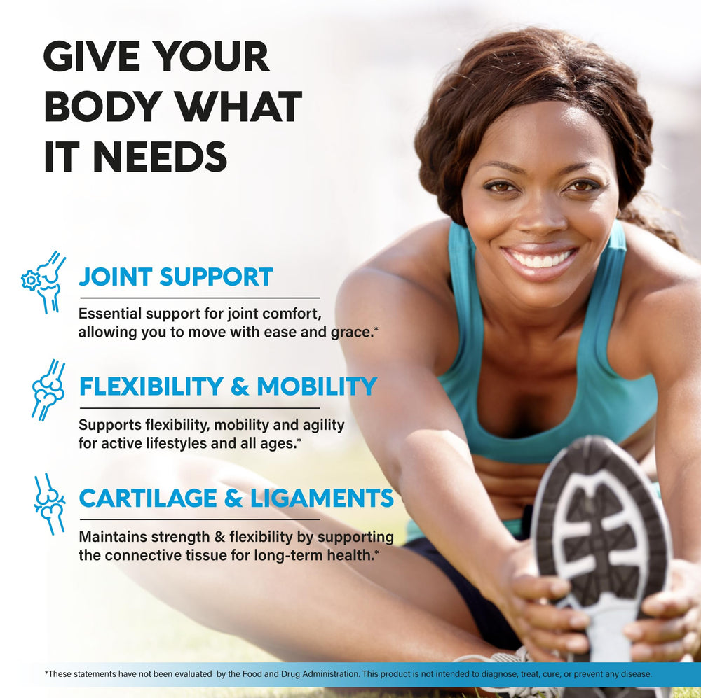 Joint support supplement bottle with 2800 mg formula for active adults