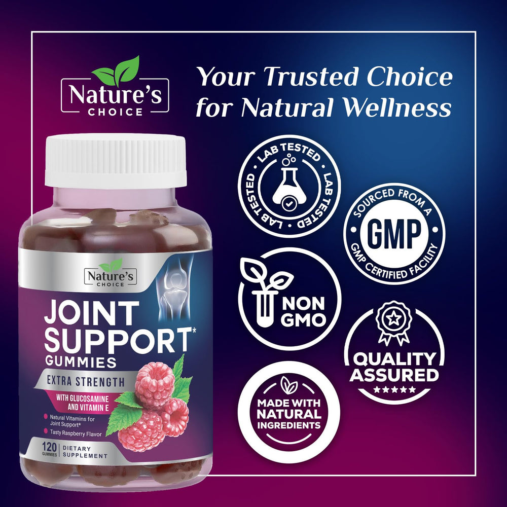 Assorted joint health gummies on a white background