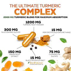 Joint support supplement with turmeric curcumin, glucosamine, MSM and ginger