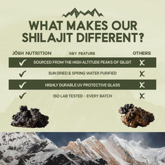 Shilajit resin bottle and packaging on wooden surface