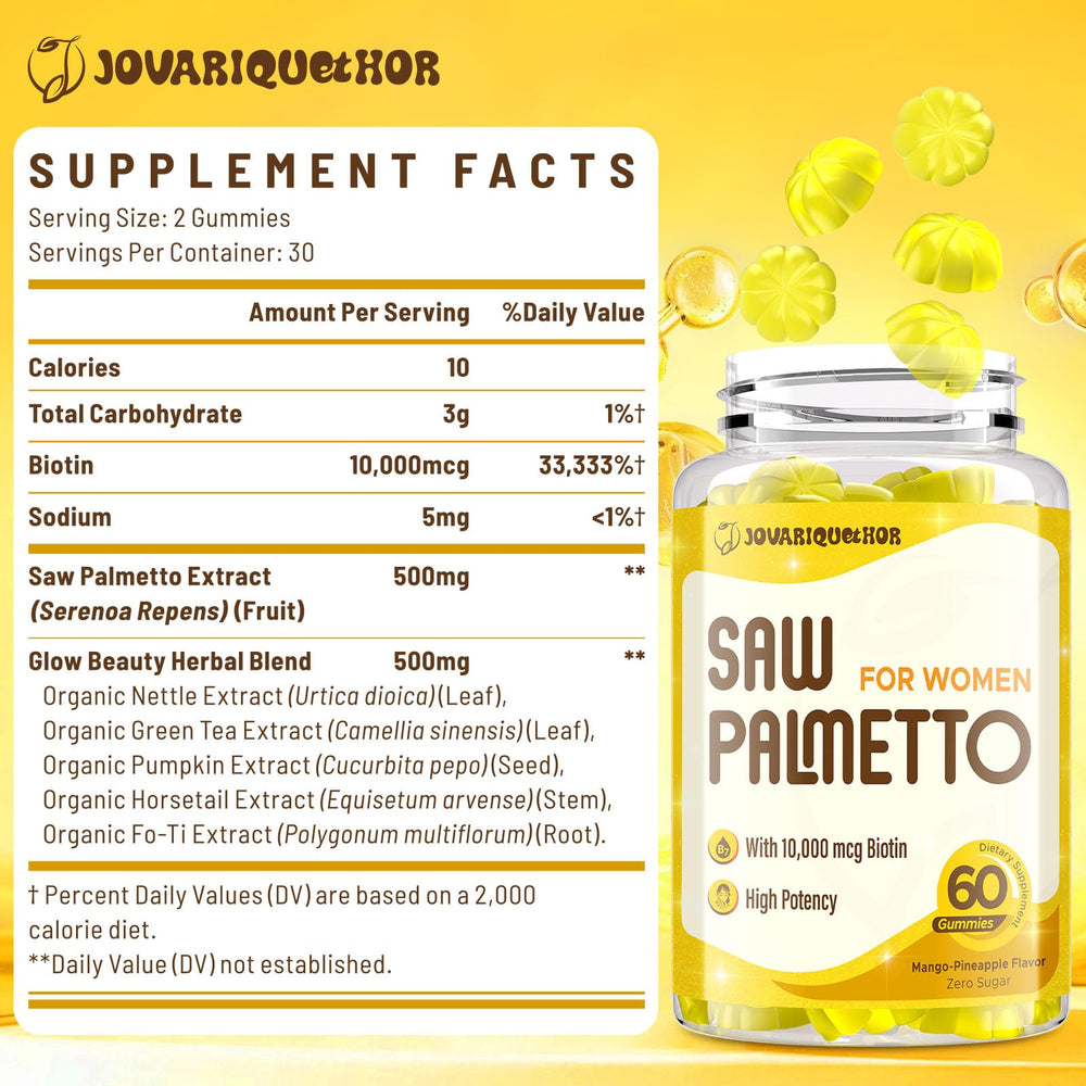 60 mango-pineapple gummies bottle for Jovariquethor saw palmetto