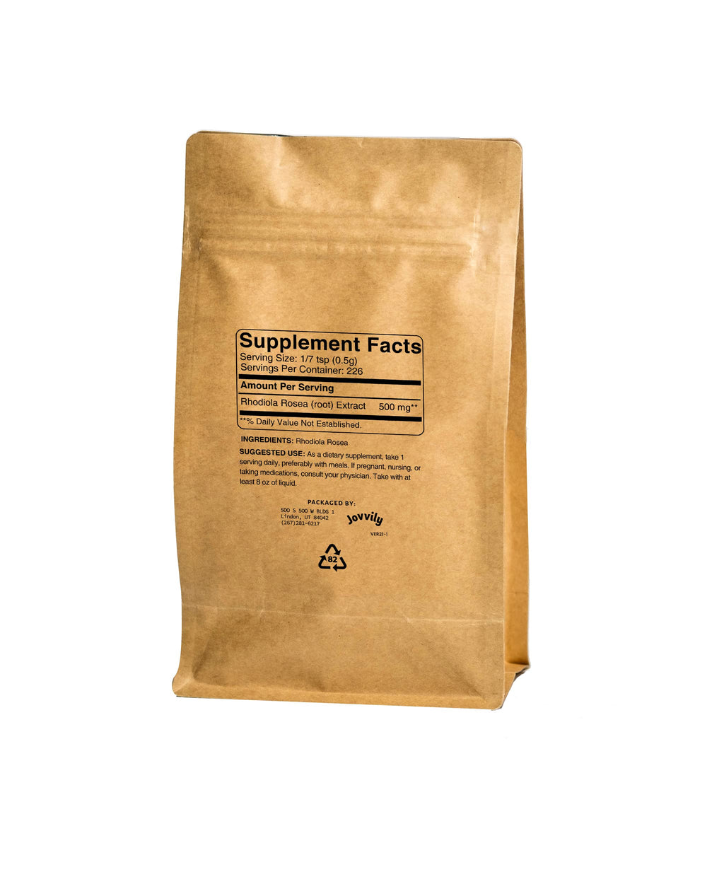 Jovvily Rhodiola Rosea Powder 4oz label