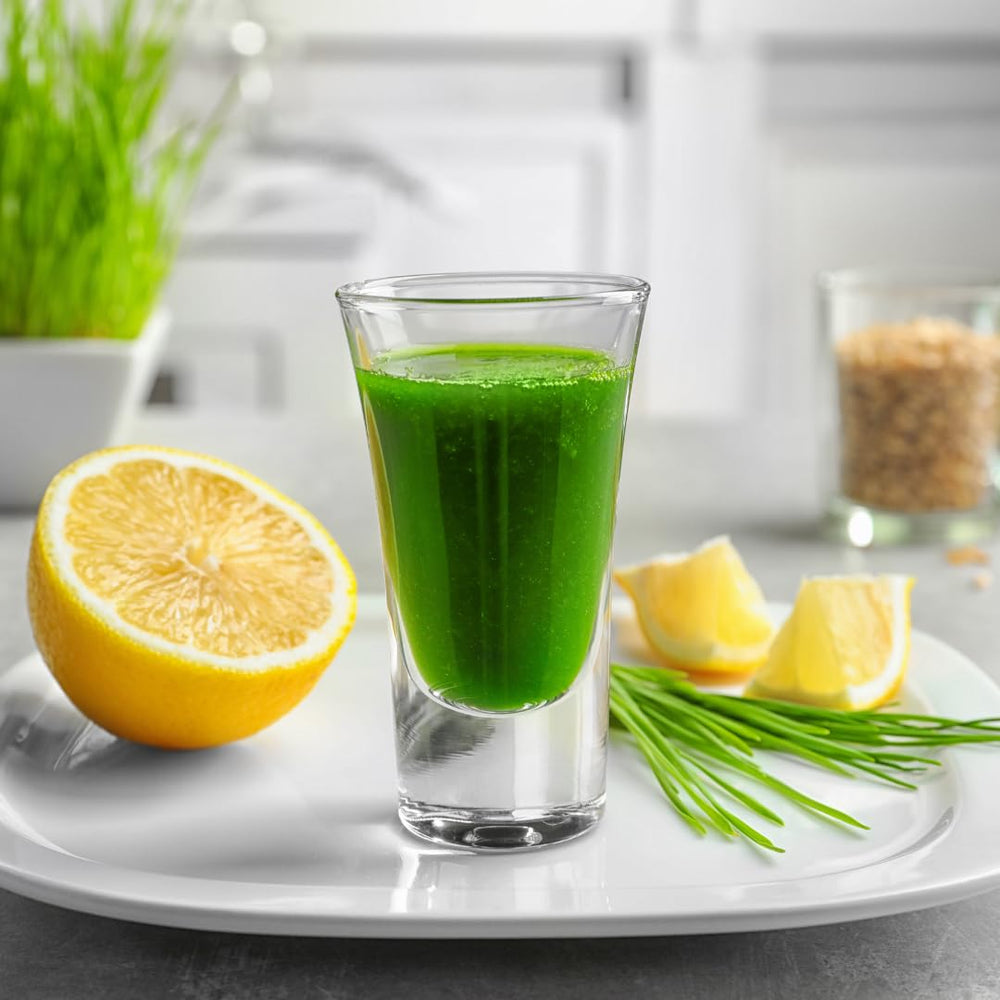 Close-up texture of the green wheat grass powder