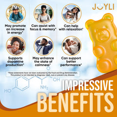 Joyli L Tyrosine Gummies bottle close-up showing label details