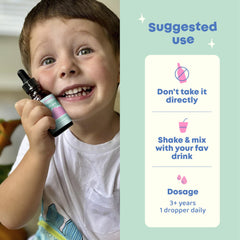 Kids mixing broccoli drops into juice or water