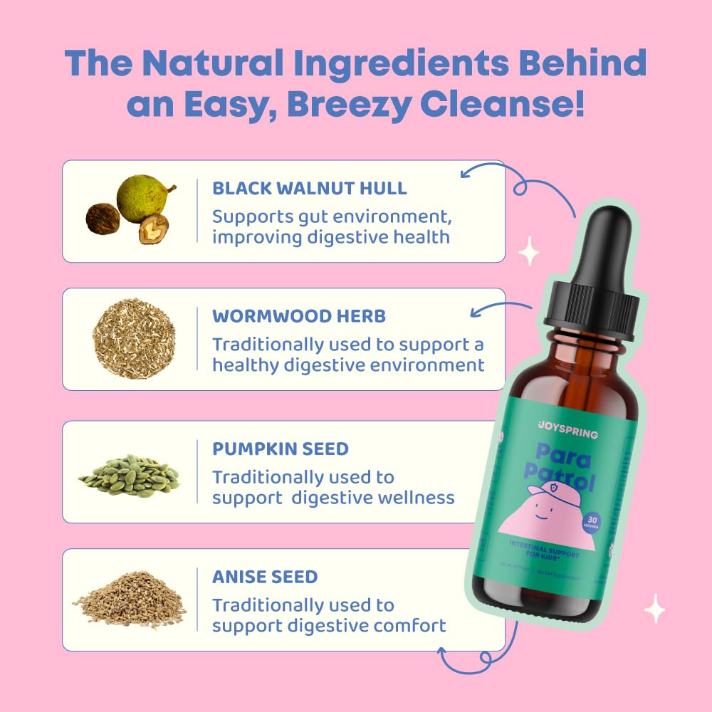 Herbal blend ingredients like black walnut hull, wormwood, clove, oregano