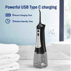 Portable water flosser with USB charging cable for travel