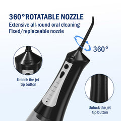 IPX7 waterproof JOYYE water flosser in use with nozzle