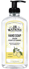 Front view of J.R. Watkins Naturals Lemon Hand Soap bottle, Clear 11 oz.