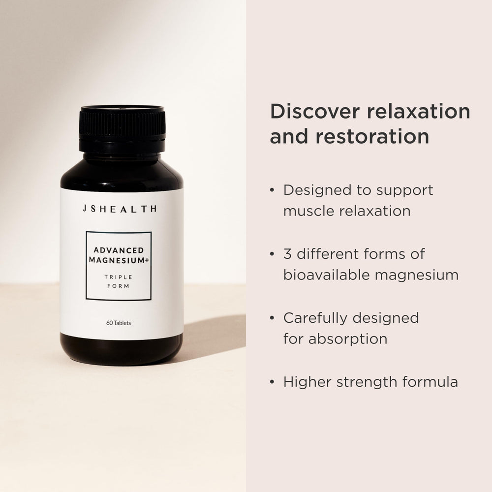 Close-up of JSHealth magnesium glycinate and citrate capsules