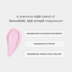 Ingredients showing the three magnesium forms: glycinate, citrate and amino acid chelate
