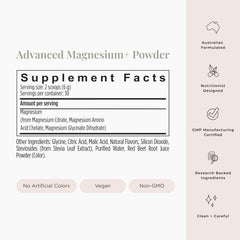 Nutrition facts panel for JSHealth Magnesium+ Powder (400 mg per serving)