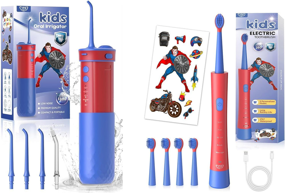 JTF Kids 2-in-1 electric toothbrush with water flosser front view