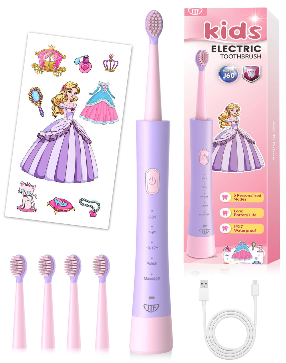 JTF Kids Electric Toothbrush pink front view