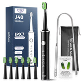 JTF Sonic Electric Toothbrush for Adults with 6 brush heads and travel bag