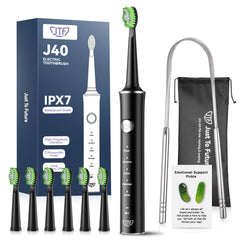 JTF Sonic Electric Toothbrush for Adults with 6 brush heads and travel bag