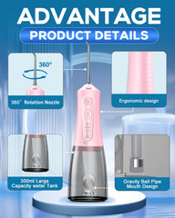 Nine replacement jet tips included with the flosser