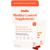 Bottle of Jude bladder control supplements for women on a white background