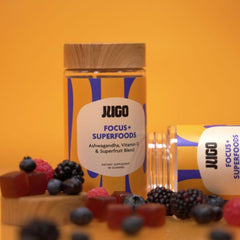 Bottle showing 40 gummies per bottle for a monthly supply
