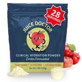 Front view of Juice Doctor Hydration Powder Apple flavor packaging