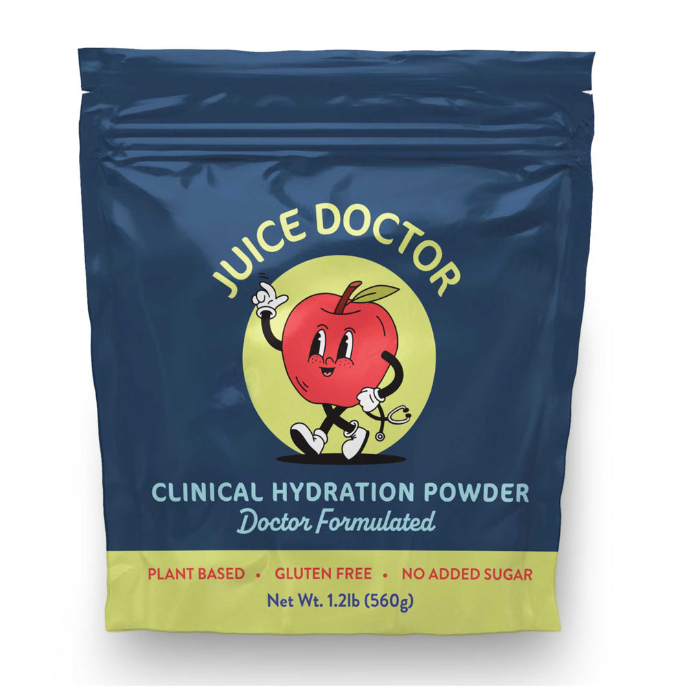 Juice Doctor hydration glass with apple flavor hints and a refreshing sip