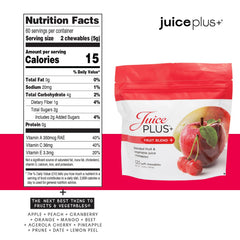 Close-up of Vegan Gummy Soft Chews made with 11 fruits and plant ingredients